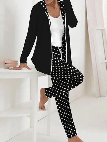 Hoodie Loose Casual Polka Dots Two-Piece Set - Just Fashion Now - Modalova