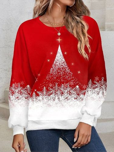 Loose Snowflake Casual Crew Neck Sweatshirt - Just Fashion Now - Modalova