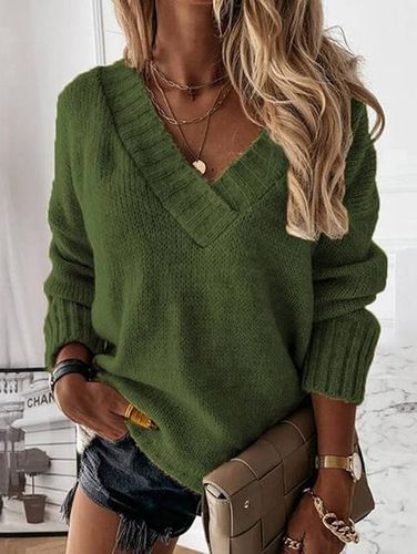 Loose Casual Yarn/Wool Yarn Sweater - Just Fashion Now - Modalova