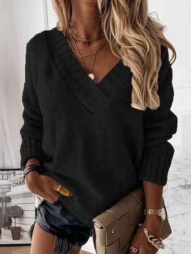 Loose Casual Yarn/Wool Yarn Sweater - Just Fashion Now - Modalova