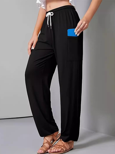 Loose Plain Casual Jersey Pants - Just Fashion Now - Modalova