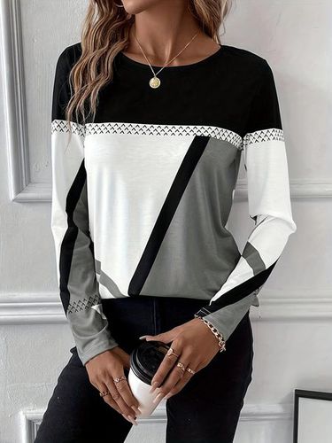 Crew Neck Casual Loose Blouse - Just Fashion Now - Modalova