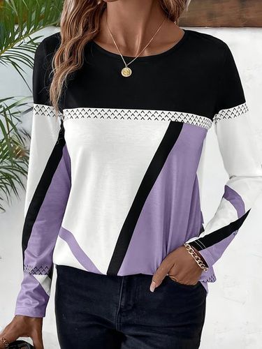 Crew Neck Casual Loose Blouse - Just Fashion Now - Modalova