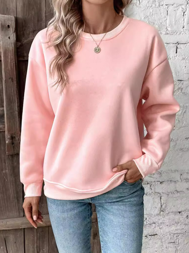 Crew Neck Casual Regular Fit Plain Sweatshirt - Just Fashion Now - Modalova