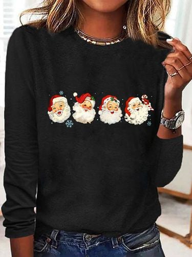 Retro Santa Christmas Casual Long Sleeve Shirt - Just Fashion Now - Modalova