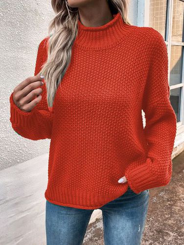 Wool/Knitting Mock Neck Loose Casual Sweater - Just Fashion Now - Modalova