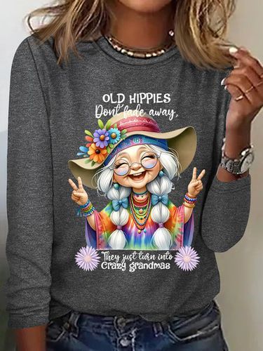 Grandma Old Hippies Casual Long Sleeve Shirt - Just Fashion Now - Modalova