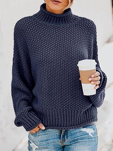 Turtleneck Casual Yarn/Wool Yarn Sweater - Just Fashion Now - Modalova