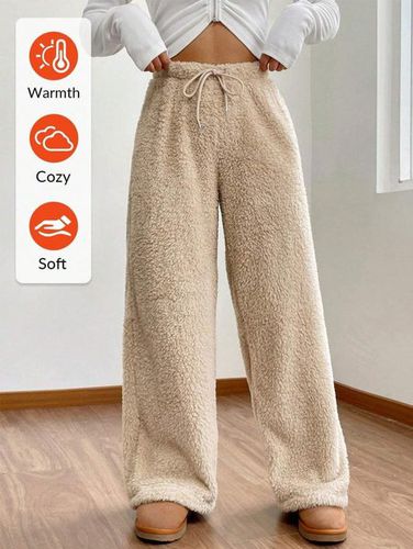 Fluff/Granular Fleece Fabric Casual Plain Pants - Just Fashion Now - Modalova