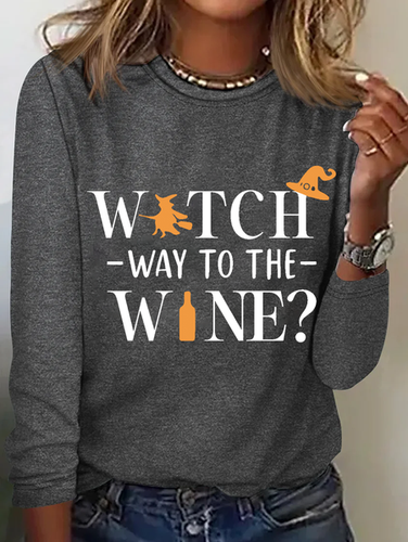 Halloween Witch Way To The Wine T-shirt - Just Fashion Now - Modalova