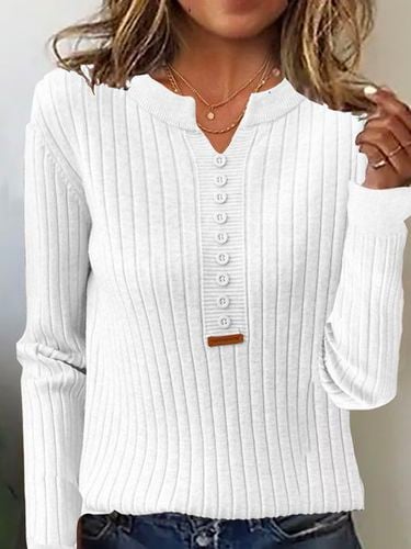 Buckle Casual Plain Yarn/Wool Yarn Sweater - Just Fashion Now - Modalova