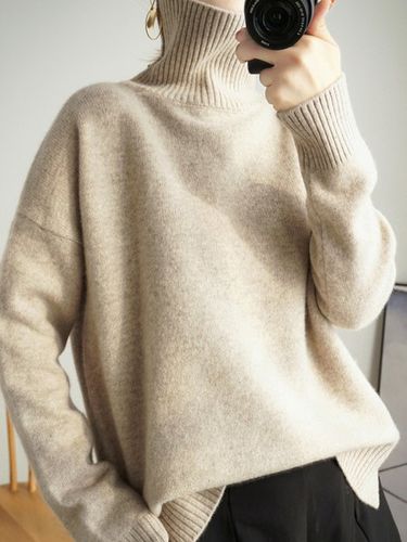 Turtleneck Yarn/Wool Yarn Casual Loose Sweater - Just Fashion Now - Modalova