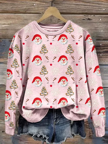 Santa Claus Printed Casual Sweatshirt - Just Fashion Now - Modalova