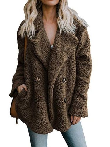 Khaki Buttoned Casual Quilted Coat - Just Fashion Now - Modalova