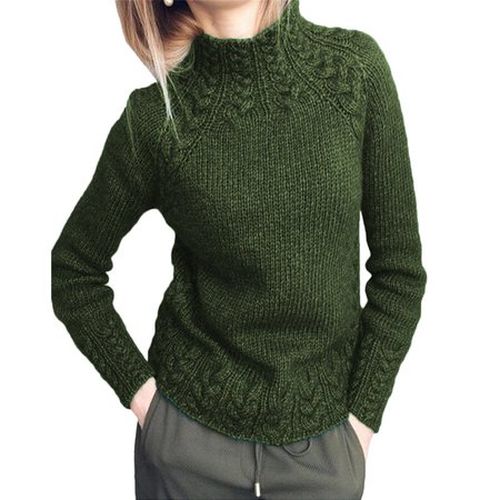 Plain Mock Neck Vintage Sweater - Just Fashion Now - Modalova