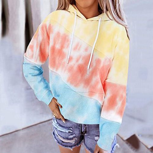 Color Block Loose Zipper Casual Sweatshirt - Just Fashion Now - Modalova