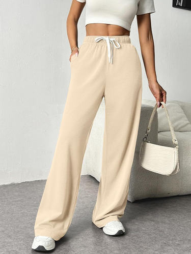 Loose Plain Casual Pants - Just Fashion Now - Modalova