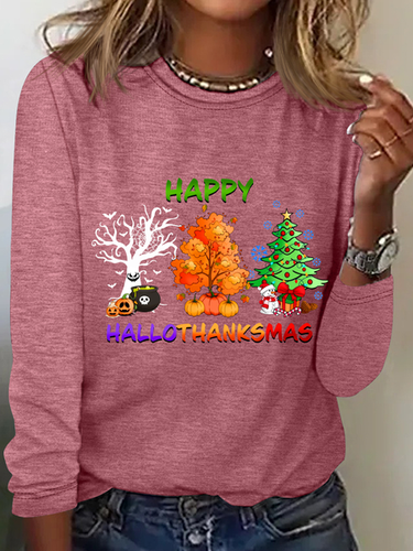 Hallothanksmas Casual Long Sleeve Shirt - Just Fashion Now - Modalova