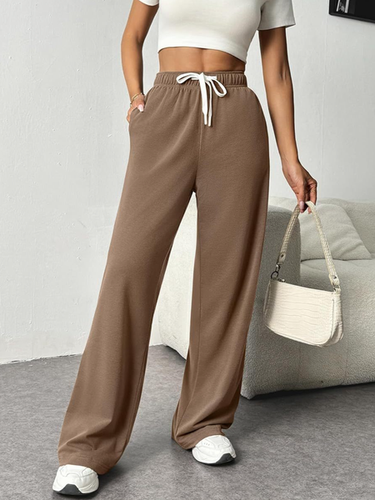 Loose Plain Casual Pants - Just Fashion Now - Modalova