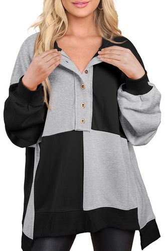 Loose Color Block Casual Crew Neck Sweatshirt - Just Fashion Now - Modalova