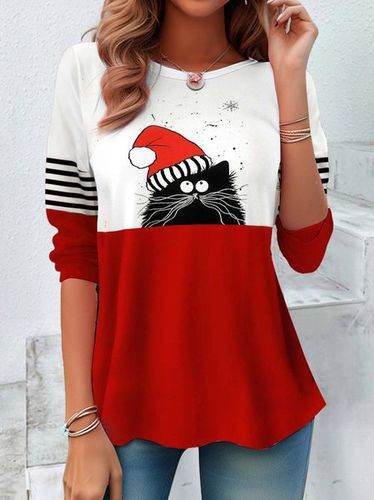 Christmas Cat Casual T-Shirt - Just Fashion Now - Modalova