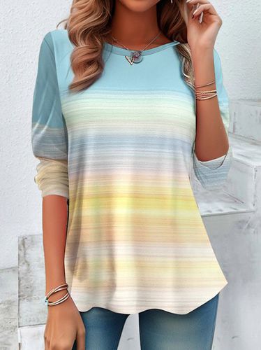 Gradient Geometric Round Neck Casual T-Shirt - Just Fashion Now - Modalova