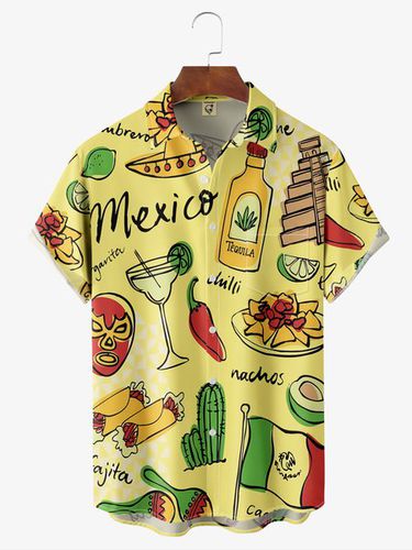 Mexican Tacos Chest Pocket Short Sleeve Hawaiian Shirt - Modetalente - Modalova