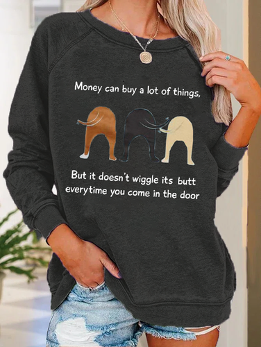 Women's Funny Money Can Buy A Lot Of Things But It Doesn'T Wiggle Crew Neck Casual Animal Sweatshirt - Just Fashion Now - Modalova