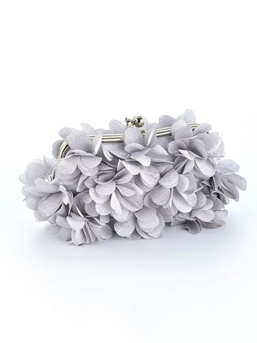 Floral Satin Clutch Purses Applique Decor Kiss Lock Evening Bag - Just Fashion Now - Modalova