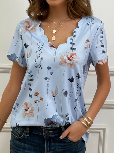 Summer Dessert Shell Neck Floral Design T-Shirt - Just Fashion Now - Modalova
