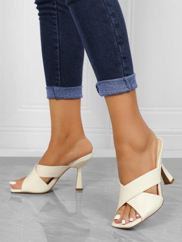 Minimalist Criss-cross Strap Stiletto Heel Mule Sandals - Just Fashion Now - Modalova