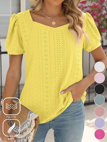 Casual Loose Sweetheart Neckline T-Shirt - Just Fashion Now - Modalova