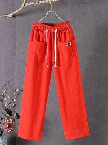 Casual Plain Cotton And Linen Pants - Just Fashion Now - Modalova