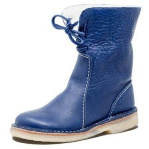 Plain Leather Autumn West Style Western Boots - Just Fashion Now - Modalova