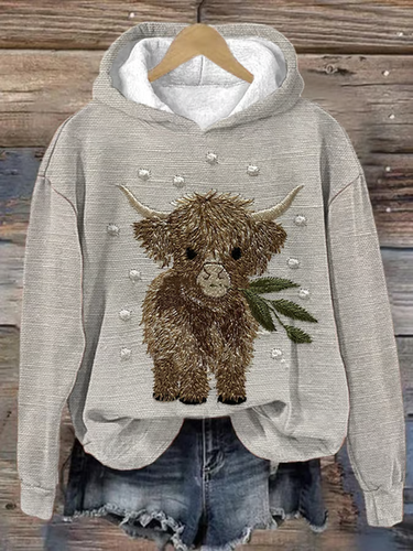 Women's Highland Cow Print Hoodie - Just Fashion Now - Modalova