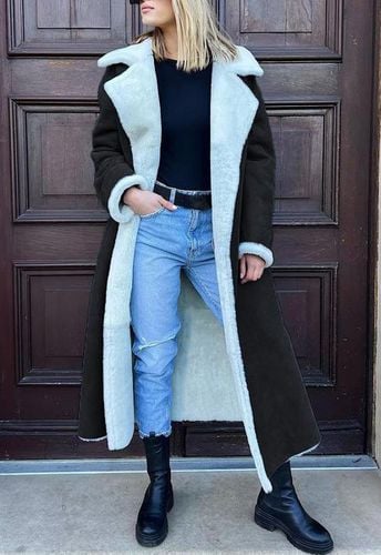 Plain Loose Shawl Collar Casual Coat - Just Fashion Now - Modalova