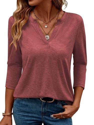 Women's Long Sleeve Blouse Spring/Fall Black Plain V Neck Daily Going Out Casual Top - Just Fashion Now - Modalova