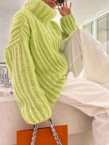 Wool/Knitting Turtleneck Casual Loose Sweater With No - Just Fashion Now - Modalova