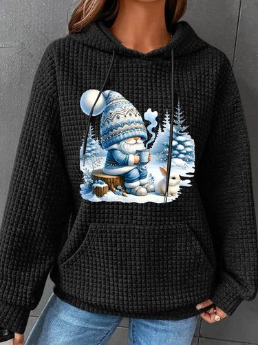 Winter Gnome Christmas Simple Loose Hoodie - Just Fashion Now - Modalova