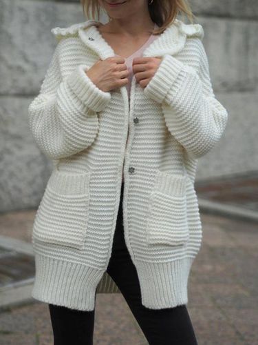 Casual Loose Plain Balloon Sleeve Cardigan - Just Fashion Now - Modalova