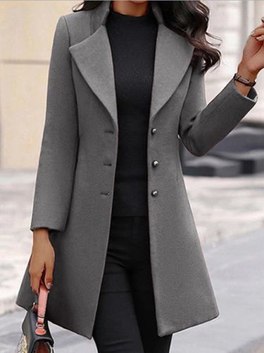 Casual Plain Shawl Collar Coat - Just Fashion Now - Modalova