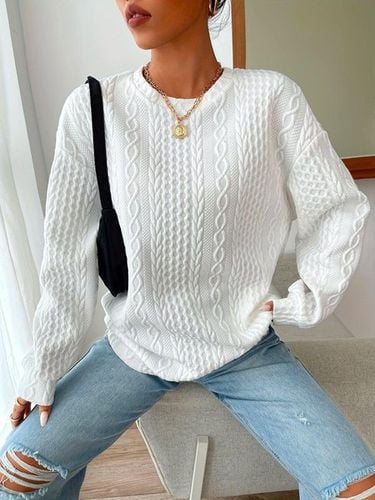 Crew Neck Casual Loose Plain Sweatshirt - Just Fashion Now - Modalova