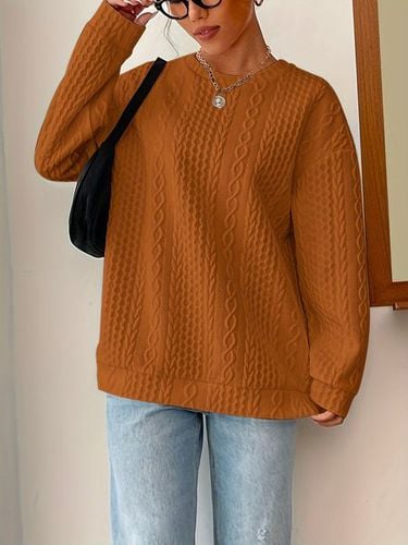 Crew Neck Casual Loose Plain Sweatshirt - Just Fashion Now - Modalova