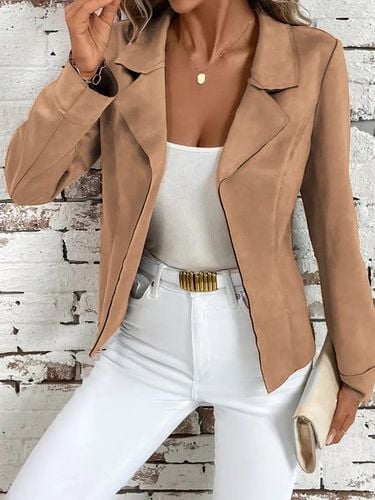 Lapel Collar Casual Loose Plain Jacket - Just Fashion Now - Modalova