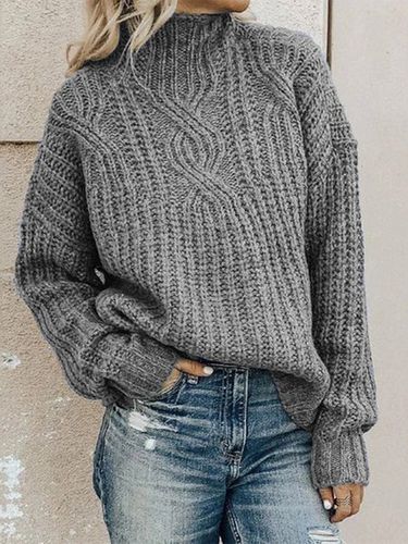 Casual Plain Balloon Sleeve Others Sweater - Just Fashion Now - Modalova