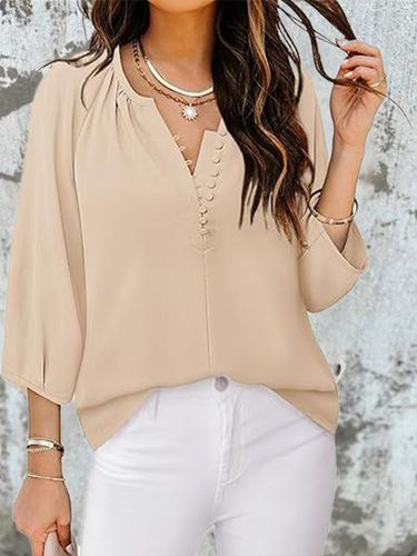 Women's Long Sleeve Blouse Spring/Fall Apricot Abstract Stripes Half Open Collar Daily Going Out Casual Top - Just Fashion Now - Modalova