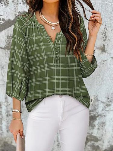 Women's Long Sleeve Blouse Spring/Fall Apricot Abstract Stripes Half Open Collar Daily Going Out Casual Top - Just Fashion Now - Modalova