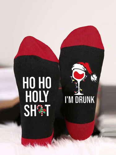 Pair Christmas Letters Goblet Men Mid-calf Socks - Just Fashion Now - Modalova