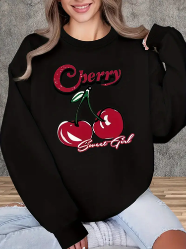 Casual Fruit Loose Sweatshirt - Just Fashion Now - Modalova