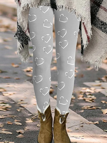 Heart Print Leggings - Just Fashion Now - Modalova